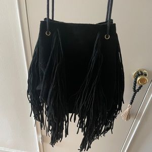 Urban outfitters fringe bag bucket suede